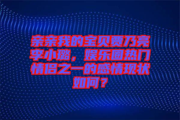 親親我的寶貝賈乃亮李小璐，娛樂圈熱門情侶之一的感情現狀如何？