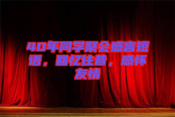 40年同學聚會感言短語，回憶往昔，感懷友情