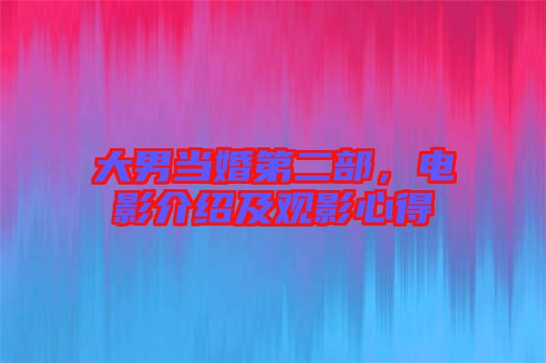 大男當婚第二部，電影介紹及觀影心得