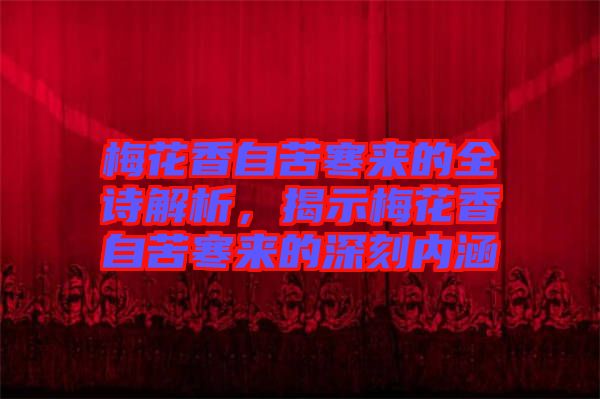 梅花香自苦寒來的全詩解析,揭示梅花香自苦寒來的深刻內涵