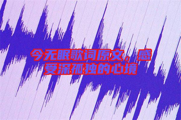 今無眠歌詞原文，感受深孤獨(dú)的心境