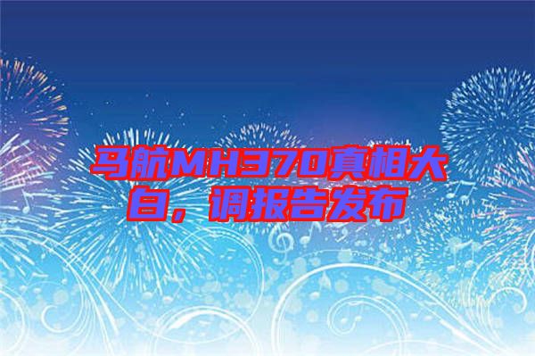 馬航MH370真相大白,調(diào)報告發(fā)布