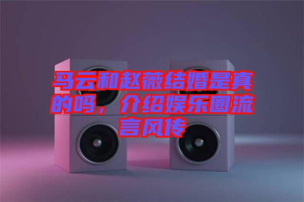 馬云和趙薇結(jié)婚是真的嗎，介紹娛樂圈流言風傳