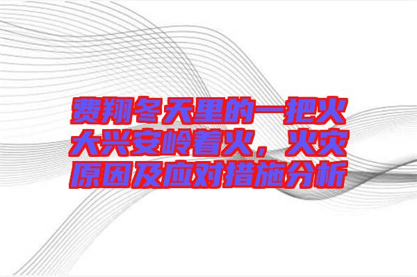 費(fèi)翔冬天里的一把火大興安嶺著火,火災(zāi)原因及應(yīng)對措施分析