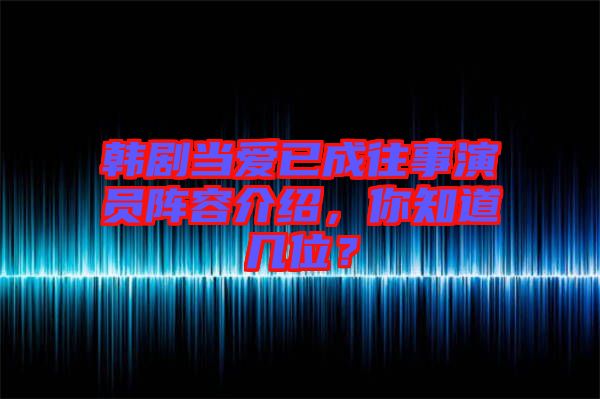 韓劇當(dāng)愛已成往事演員陣容介紹，你知道幾位？