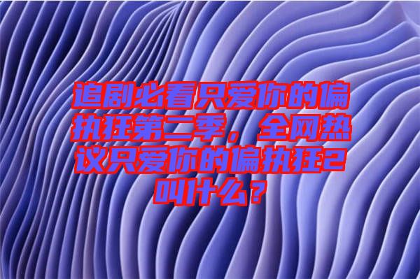 追劇必看只愛你的偏執(zhí)狂第二季，全網(wǎng)熱議只愛你的偏執(zhí)狂2叫什么？