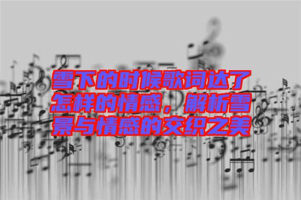 雪下的時候歌詞達了怎樣的情感，解析雪景與情感的交織之美