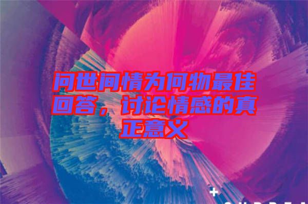 問世間情為何物最佳回答,討論情感的真正意義