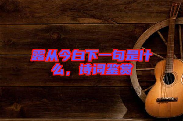 露從今白下一句是什么，詩詞鑒賞